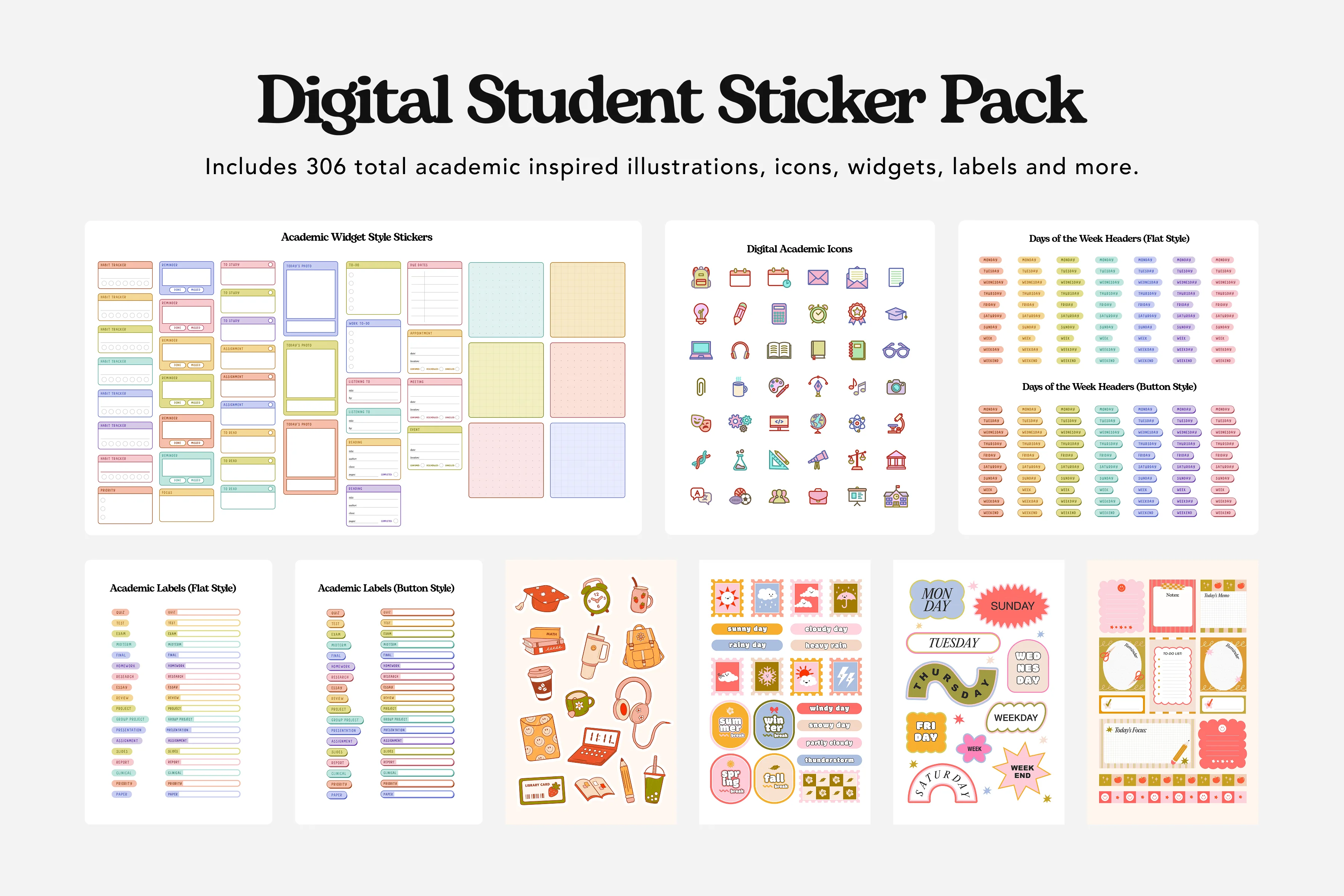 Digital Student Planner - 2025-2026 Weekly & Daily - Rainbow Prisma Bundle - Image 8